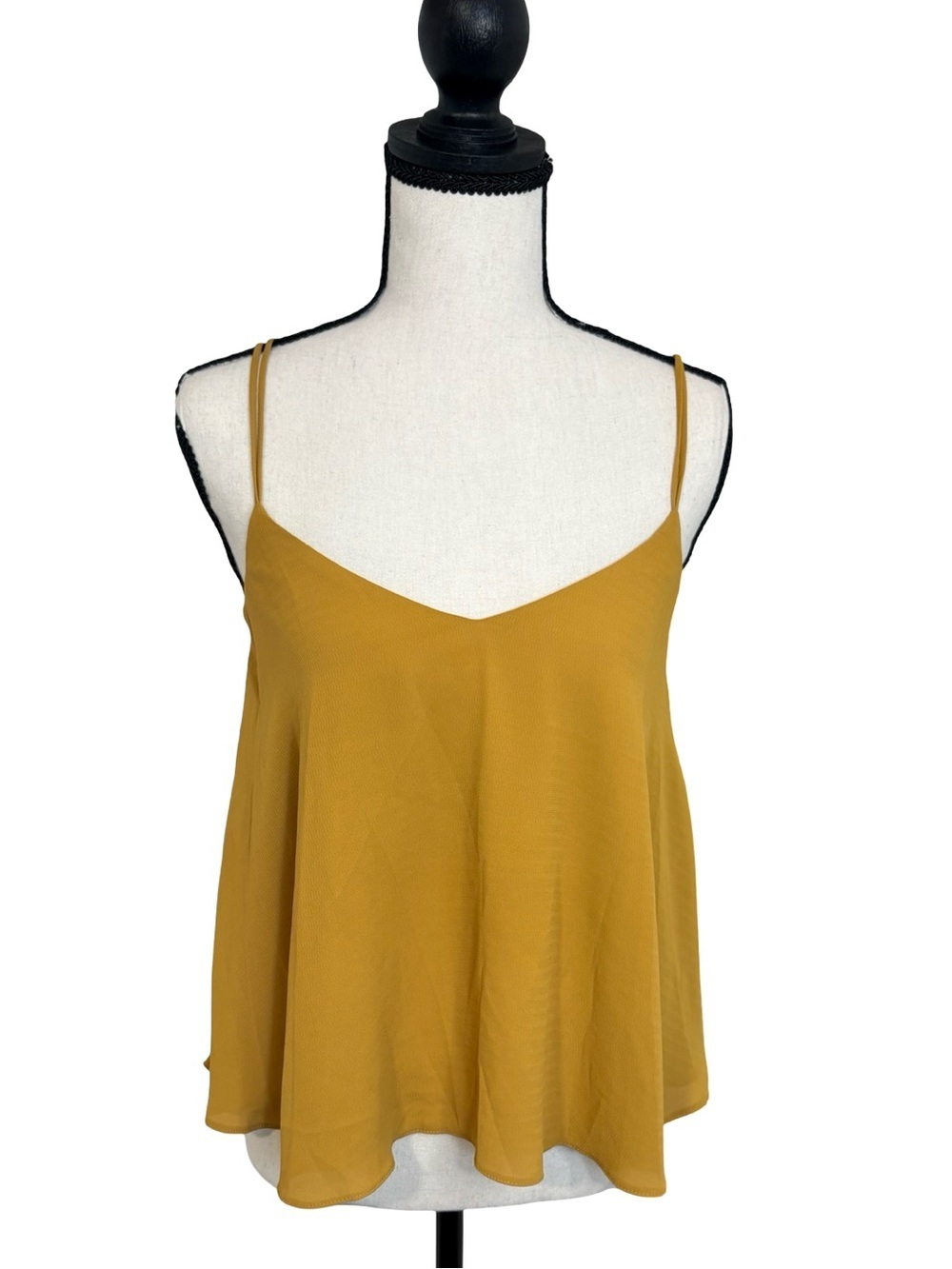 Topshop Mustard Yellow Flowy Cami Tank Double Strap Minimal Chic Size 2